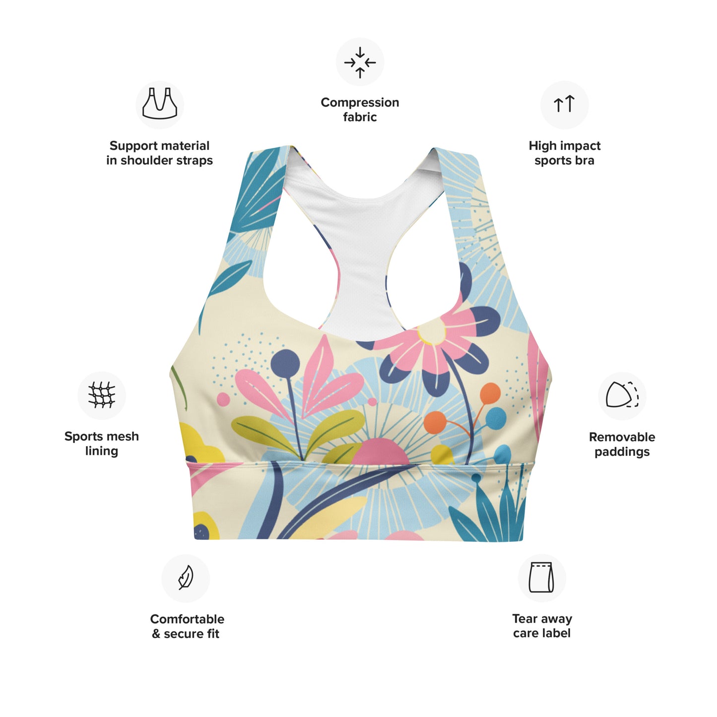Lindsay Print Longline Sports Bra