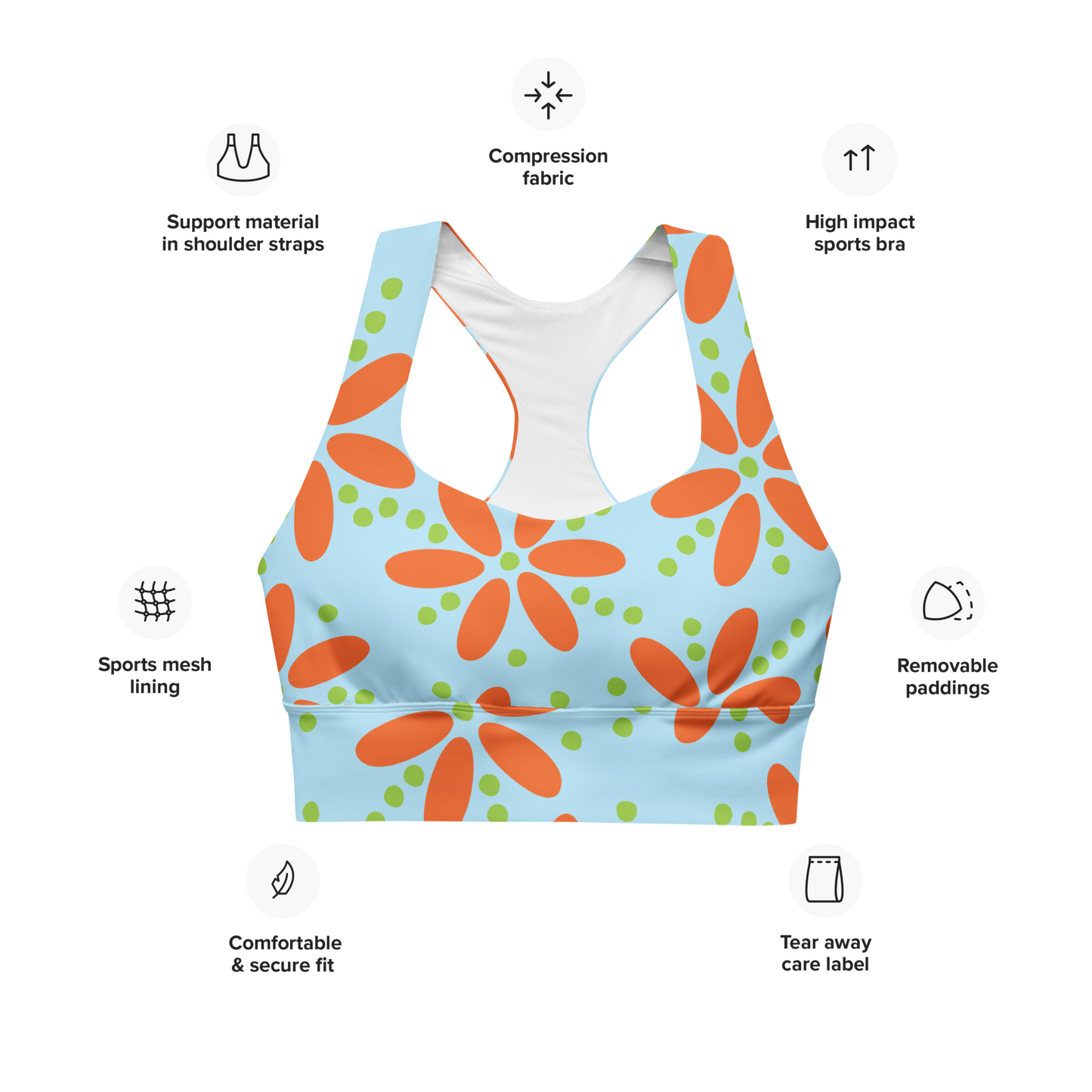 Popoyo Print Longline Sports Bra