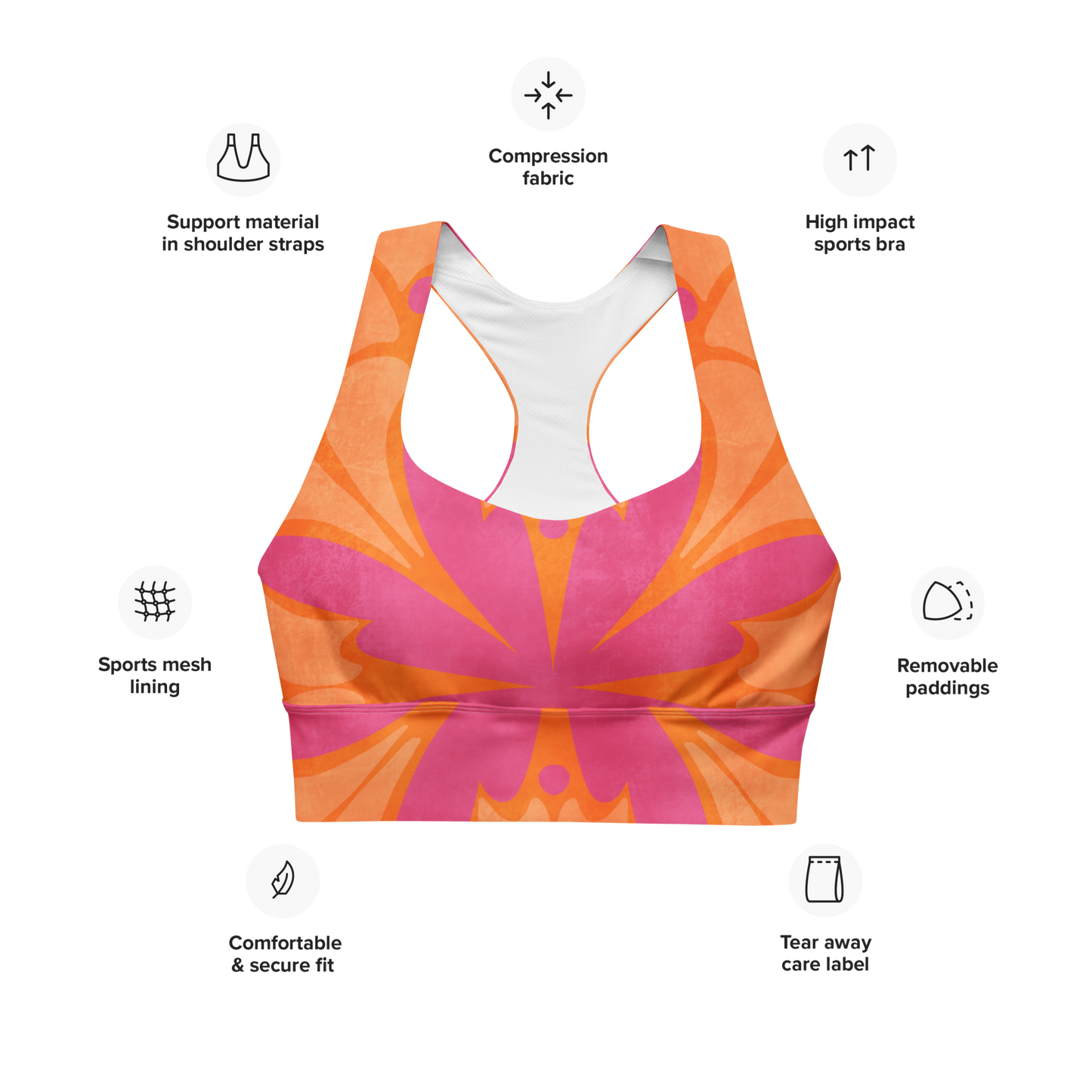 Dunkin' Floral Print Longline Sports Bra
