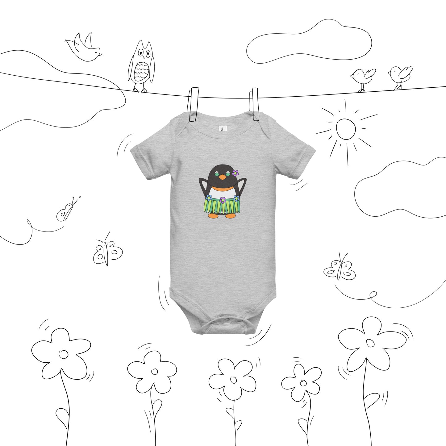 Leilani Hula Penguin baby short sleeve one piece