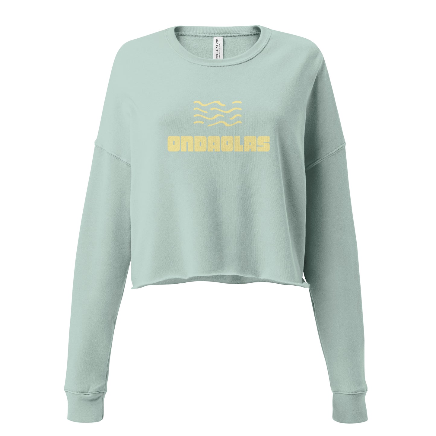 Dusty Blue Crop Sweatshirt - Yellow Wave