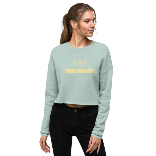 Dusty Blue Crop Sweatshirt - Yellow Wave