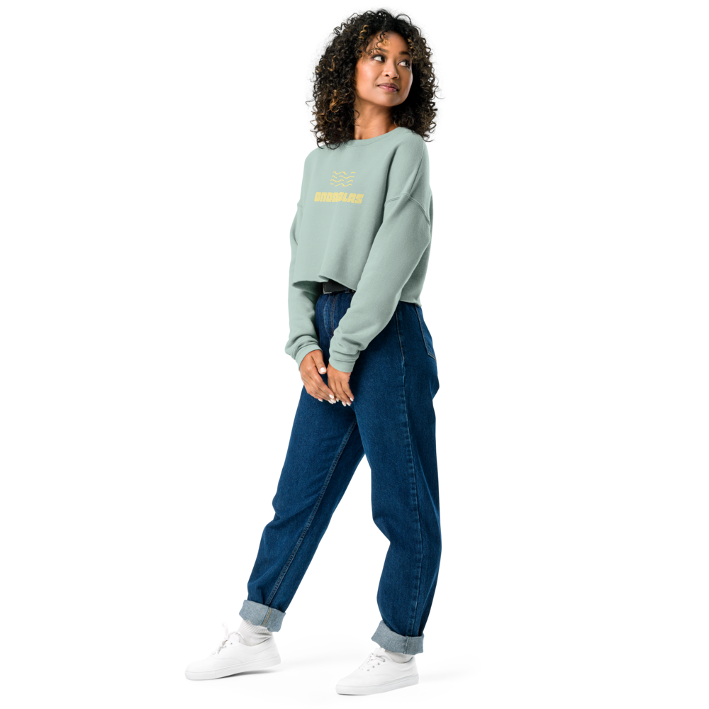 Dusty Blue Crop Sweatshirt - Yellow Wave