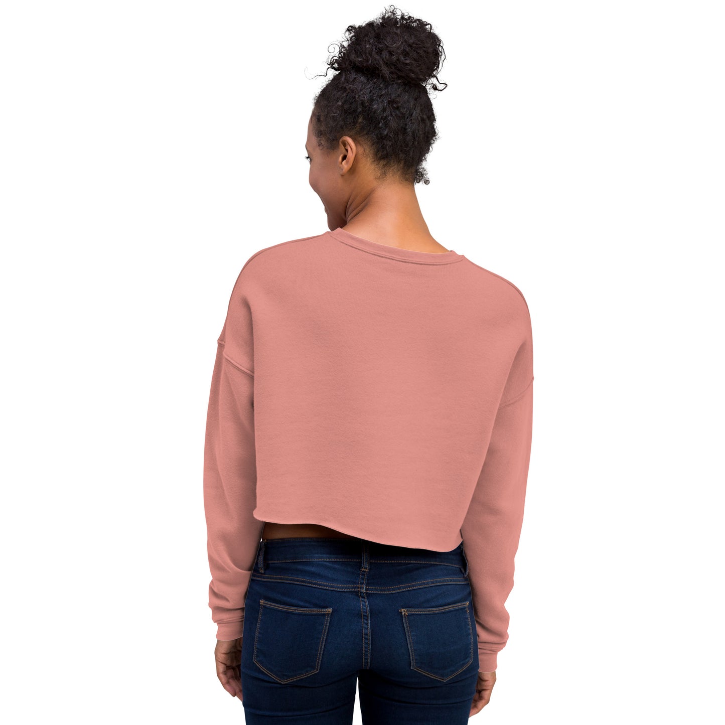Dusty Rose Crop Sweatshirt - Yellow Wave