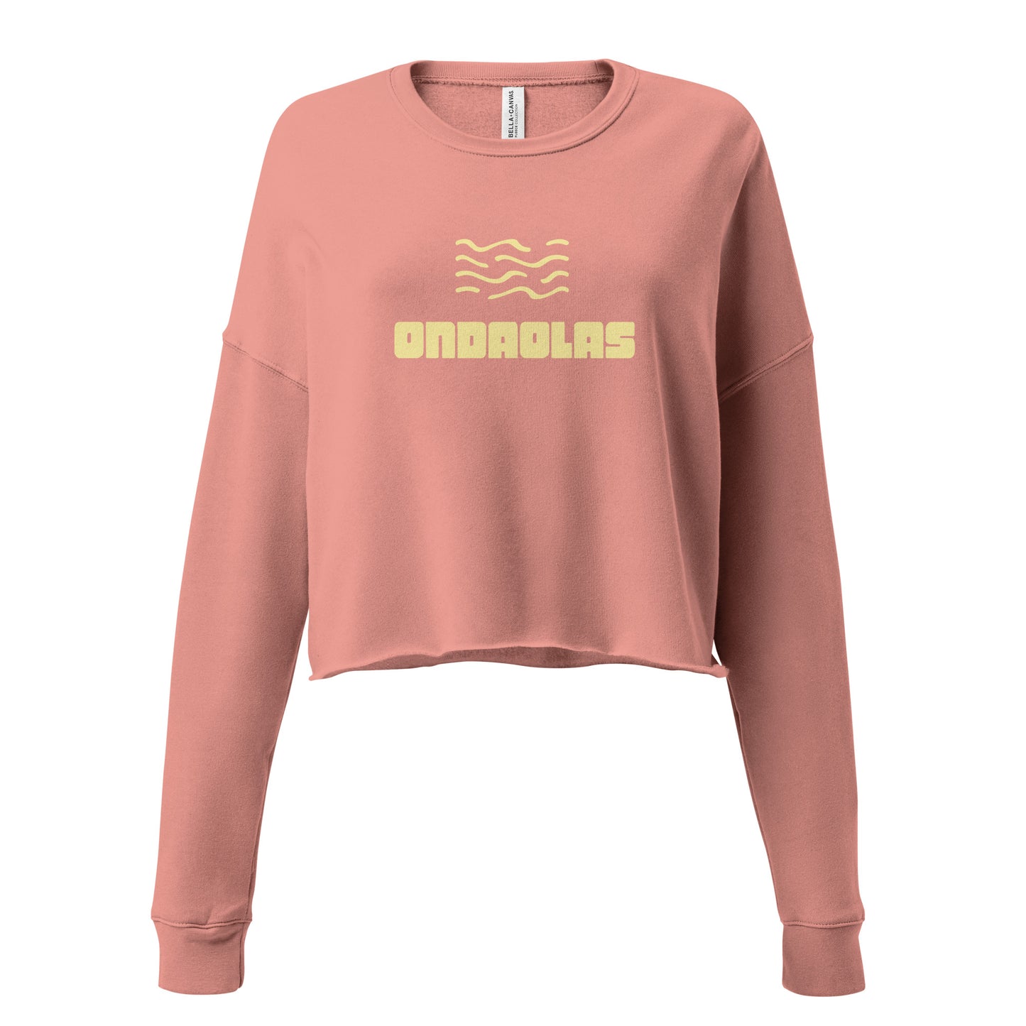 Dusty Rose Crop Sweatshirt - Yellow Wave